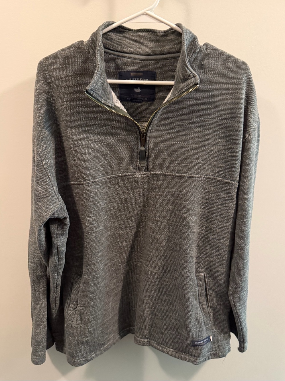 Southern Marsh Men's Heather Gray/Green Half-Zip Pullover Sweater